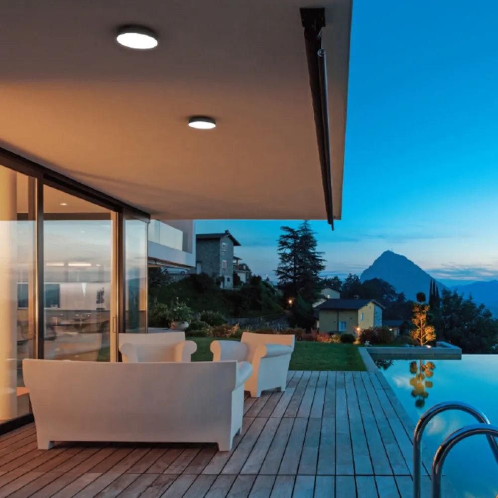 Plafoniera LED Tonda da Esterno IP65 24W CCT | Alluminio Bianco Nero Marrone | Gealuce
